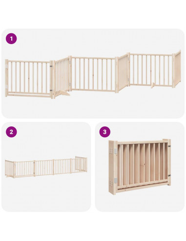 Cancello per Cani Pieghevole 6 Pannelli 480 cm Legno di Pioppo