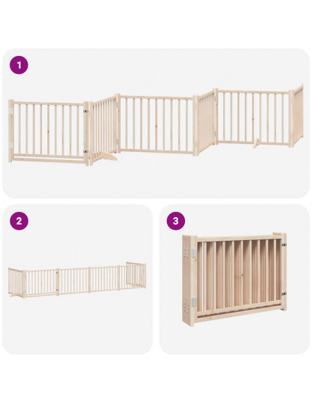 Cancello per Cani Pieghevole 6 Pannelli 480 cm Legno di Pioppo