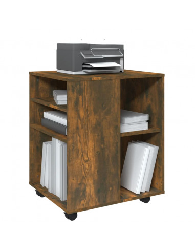 Armadietto con Ruote Rovere Fumo 60x53x72 cm Legno Multistrato