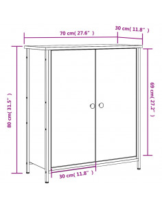 Credenza Grigio Sonoma 70x30x80 cm in Legno Multistrato