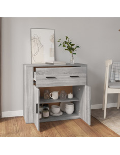 Credenza Grigio Sonoma 80x33x70 cm in Legno Multistrato