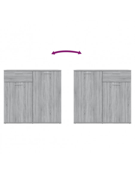 Credenza Grigio Sonoma 80x36x75 cm in Legno Multistrato