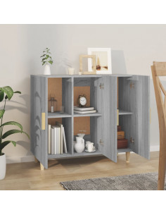 Credenza Grigio Sonoma 90x34x80 cm in Legno Multistrato