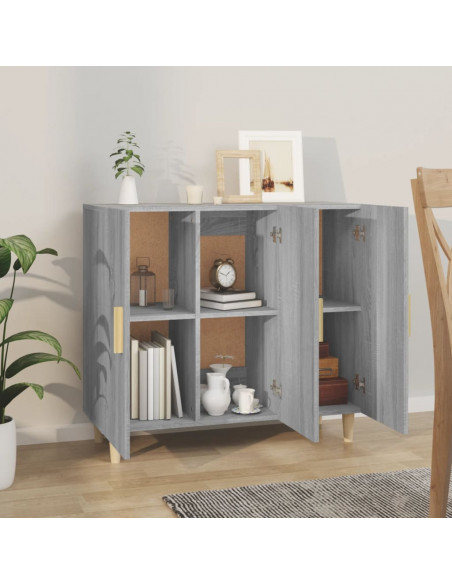 Credenza Grigio Sonoma 90x34x80 cm in Legno Multistrato