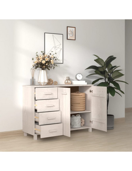 Credenza HAMAR Bianca 113x40x80 cm in Legno Massello di Pino
