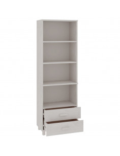 Credenza HAMAR Bianca 60x35x180 cm in Legno Massello di Pino