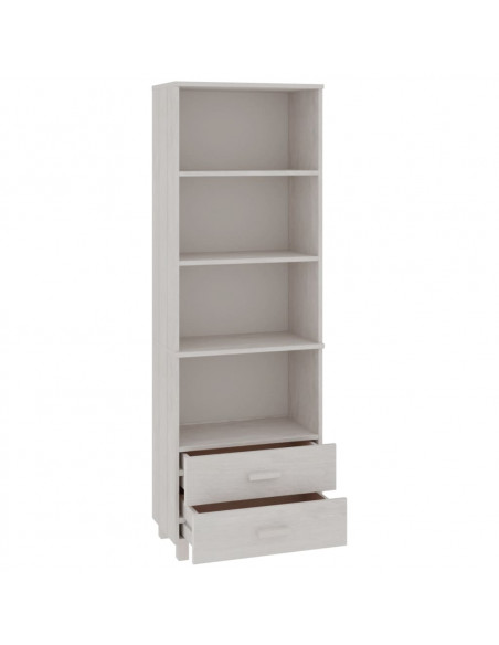 Credenza HAMAR Bianca 60x35x180 cm in Legno Massello di Pino