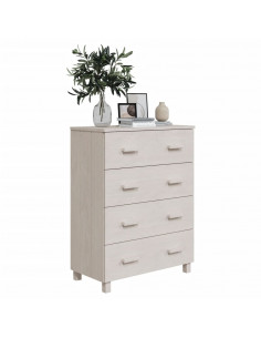 Credenza HAMAR Bianca 79x40x103,5 cm in Legno Massello di Pino