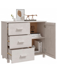 Credenza HAMAR Bianca 90x40x80 cm in Legno Massello di Pino