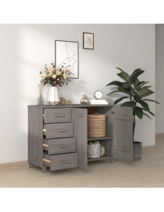 Credenza HAMAR Grigio Chiaro 113x40x80cm Legno Massello di Pino