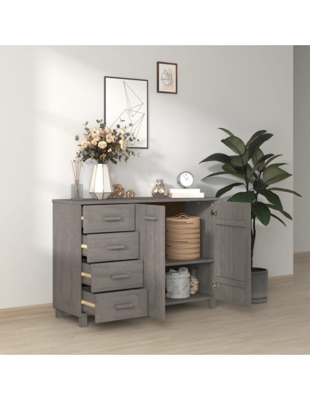 Credenza HAMAR Grigio Chiaro 113x40x80cm Legno Massello di Pino