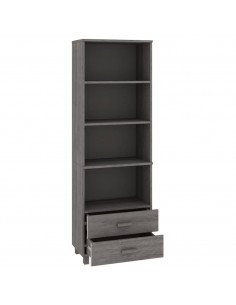 Credenza HAMAR Grigio Chiaro 60x35x180cm Legno Massello di Pino