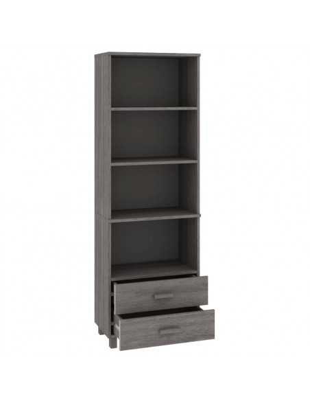 Credenza HAMAR Grigio Chiaro 60x35x180cm Legno Massello di Pino