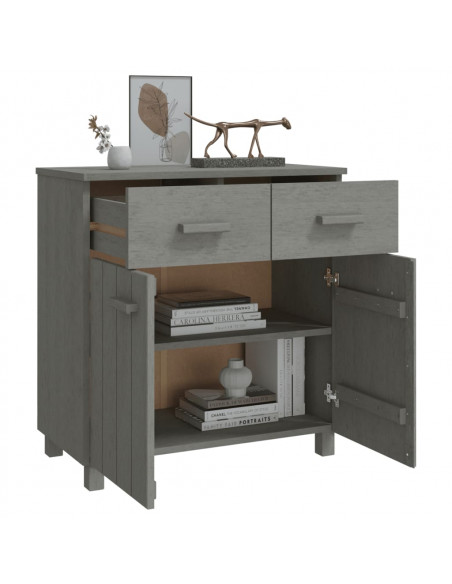Credenza HAMAR Grigio Chiaro 79x40x80 cm Legno Massello di Pino