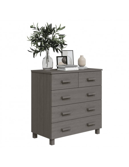 Credenza HAMAR Grigio Chiaro 79x40x80 cm Legno Massello di Pino
