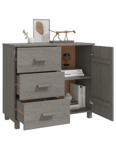 Credenza HAMAR Grigio Chiaro 90x40x80 cm Legno Massello di Pino