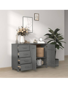 Credenza HAMAR Grigio Scuro 113x40x80 cm Legno Massello di Pino