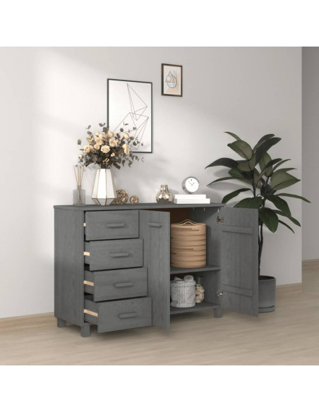 Credenza HAMAR Grigio Scuro 113x40x80 cm Legno Massello di Pino