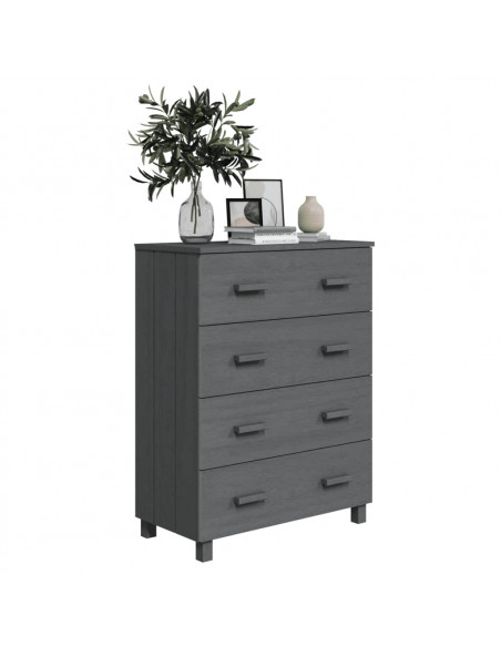 Credenza HAMAR Grigio Scuro 79x40x103,5 cm Legno Massello Pino