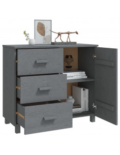 Credenza HAMAR Grigio Scuro 90x40x80 cm Legno Massello di Pino