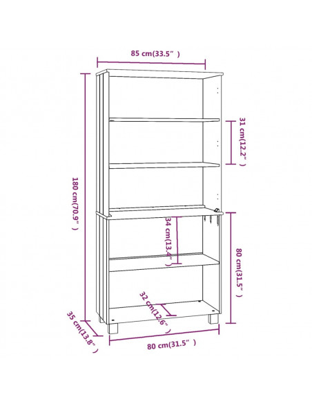 Credenza HAMAR in Legno Massello di Pino Grigio Scuro