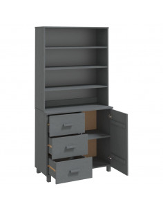 Credenza HAMAR in Legno Massello di Pino Grigio Scuro