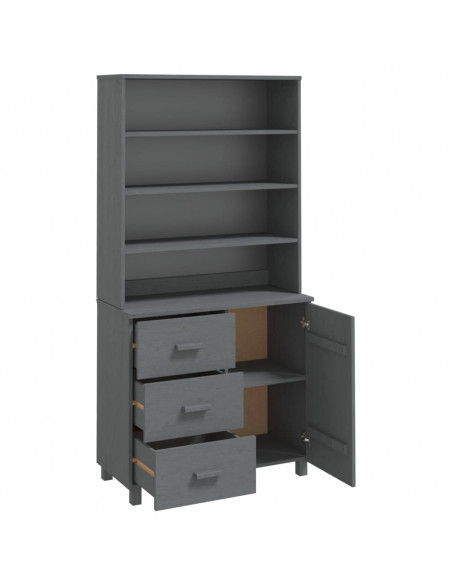 Credenza HAMAR in Legno Massello di Pino Grigio Scuro