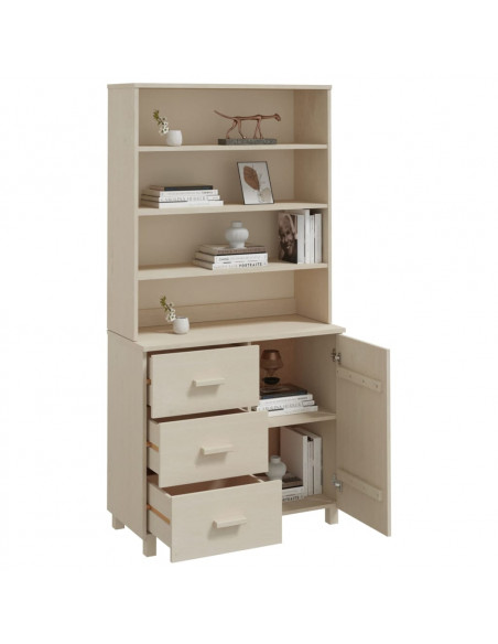 Credenza HAMAR in Legno Massello di Pino Marrone
