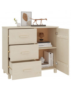 Credenza HAMAR Miele 90x40x80 cm in Legno Massello di Pino