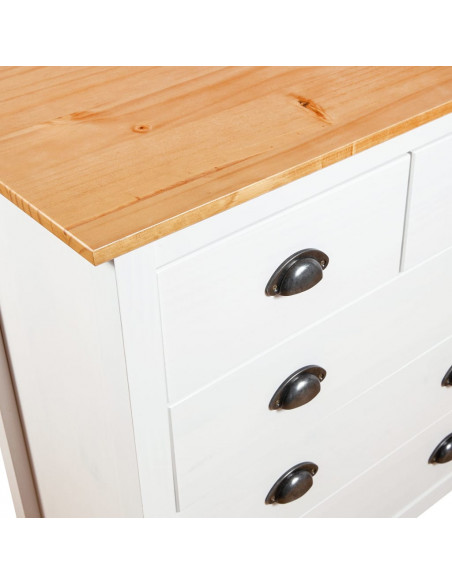 Credenza Hill Bianca 79x40x80 cm in Legno Massello di Pino