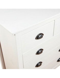 Credenza Hill Bianca 79x40x80 cm in Legno Massello di Pino