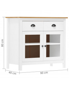 Credenza Hill Bianca 90x40x80 cm in Legno Massello di Pino