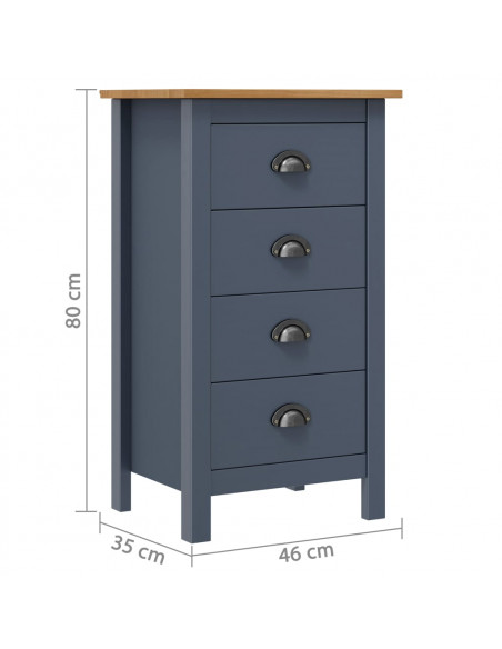Credenza Hill Grigia 46x35x80 cm in Legno Massello di Pino