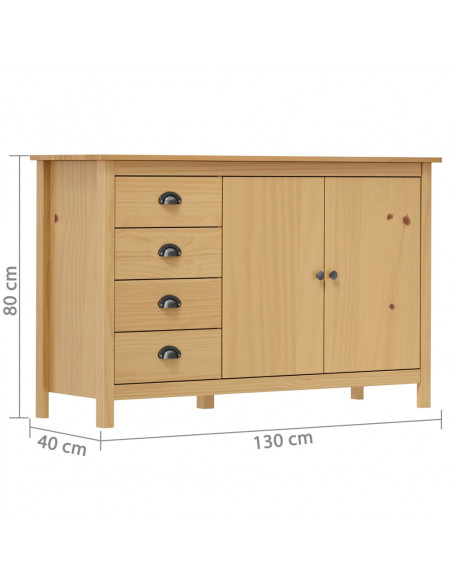 Credenza Hill Marrone Miele 130x40x80 cm in Legno di Pino