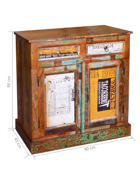 Credenza in Legno di Recupero Vintage con 2 Cassetti e 2 Ante