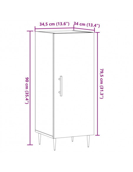 Credenza Legno Antico 34,5x34x90 cm in Truciolato
