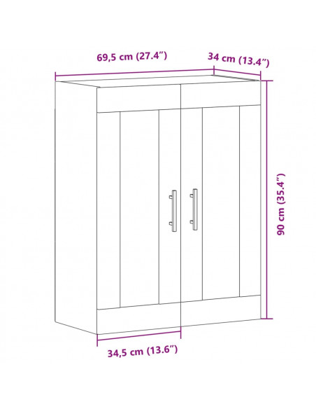 Credenza Legno Antico 69,5x34x90 cm in Legno Multistrato