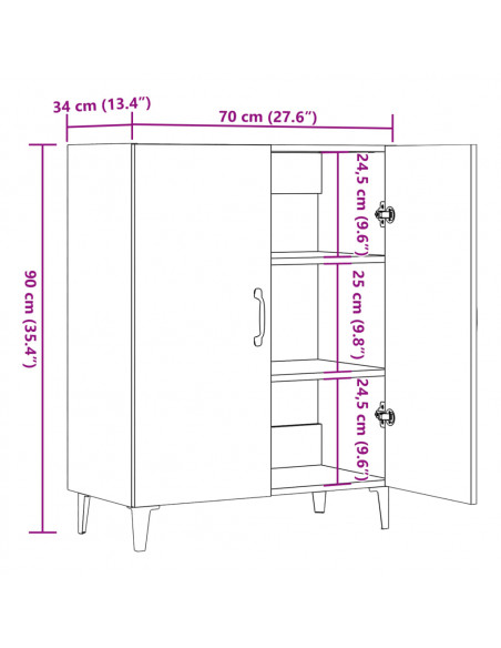 Credenza Legno Antico 70x34x90 cm in Truciolato