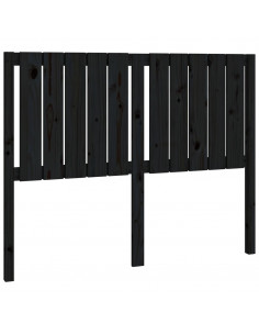 Testiera per Letto Nera 125,5x4x100cm in Legno Massello di Pino 2