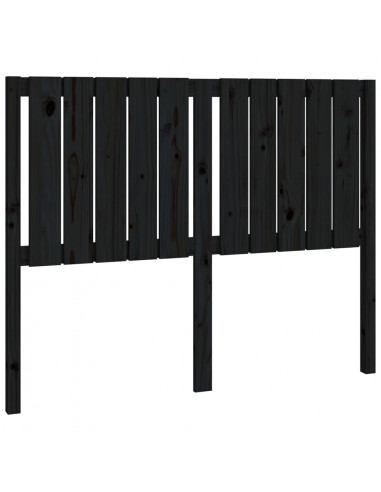 Testiera per Letto Nera 125,5x4x100cm in Legno Massello di Pino