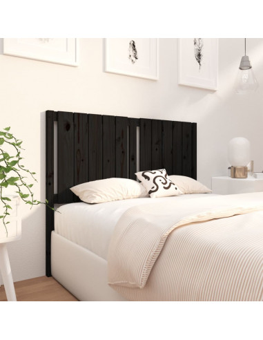 Testiera per Letto Nera 125,5x4x100cm in Legno Massello di Pino