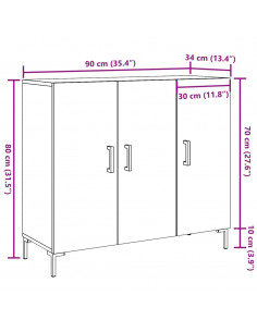Credenza Legno Antico 90x34x80 cm in Legno Multistrato