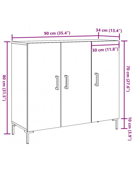 Credenza Legno Antico 90x34x80 cm in Legno Multistrato