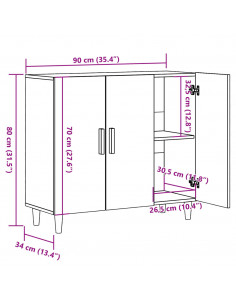 Credenza Legno Antico 90x34x80 cm in Legno Multistrato