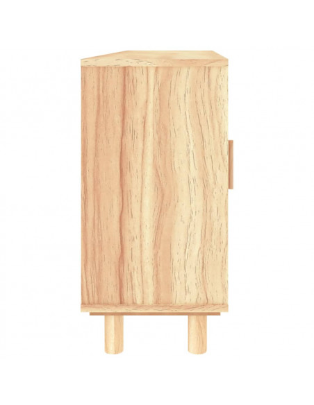 Credenza Marrone 105x30x60cm Massello di Pino e Rattan Naturale