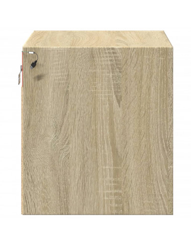 Comodino a Parete con luci LED Rovere Sonoma