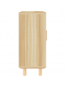 Credenza Marrone 60x30x70cm Legno Massello Pino Rattan Naturale