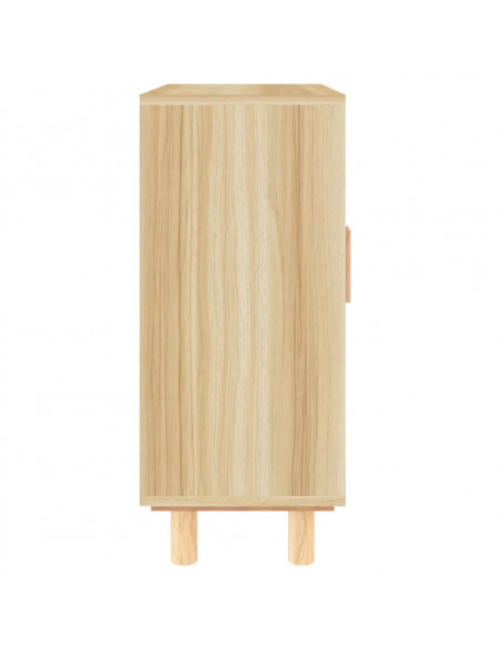 Credenza Marrone 60x30x70cm Legno Massello Pino Rattan Naturale