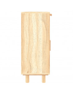 Credenza Marrone 60x30x75cm Legno Massello Pino Rattan Naturale