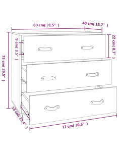 Credenza Marrone Cera 80x40x75 cm in Legno Massello di Pino